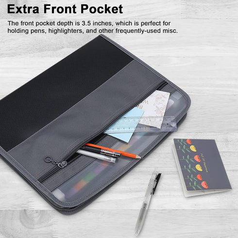 NAFY Expanding File Folders - 13 Pockets Document Organizer with Zipper, A4 Letter Size, Black 4 Pack