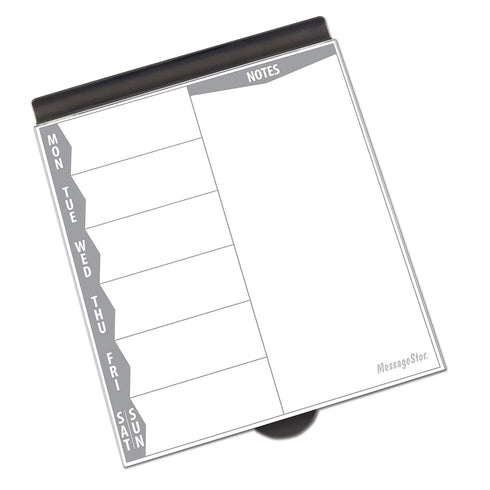 ECR4Kids Memo Station, MessageStor Dry-Erase Glass Board Desk Organizer, Grey