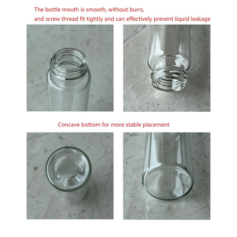 20ml Clear Glass Vials with Screw Caps and Plastic Stoppers, Leak-Proof Small Liquid Sample Vial, 12PCS