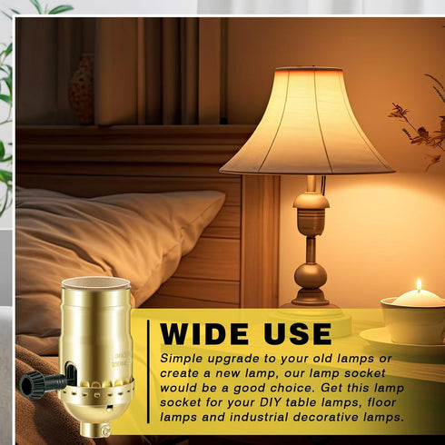 Saysurey 4 2 Settings E26 Pcs UL Listed Lamp Socket Replacement Way Medium-High Light Threaded Base Turn Switch Knob