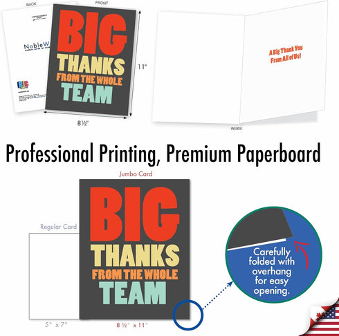 8.5 11 Inch) J6884TYG-US NobleWorks - Coach Thank You Greeting Card with Envelope Group, Coworker, Gang (Big x Big