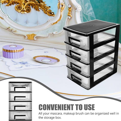 Gatuida Plastic Storage Drawers, 4 Drawer Desktop Organizer, Clear Plastic Makeup Organizer, Stackable Storage Box,