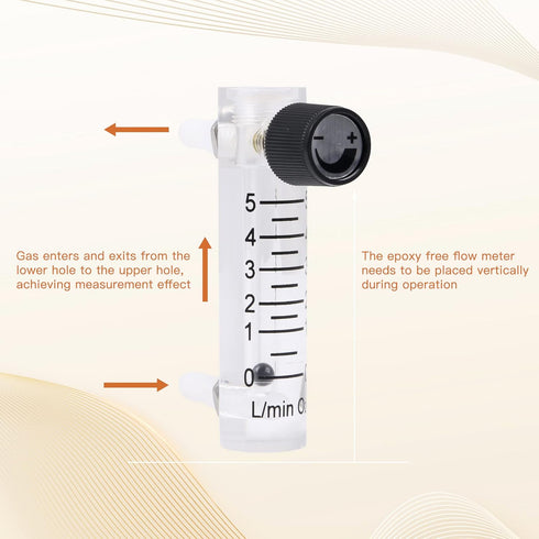 CNBTR Oxygen Flow Meter 0-5 LPM Acrylic Flowmeter for Oxygen Air Gas