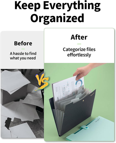 Sooez Expanding File Folder, Letter Size Accordion Organizer, 5 Pocket Folders for Documents - Cute Folder with Labels,