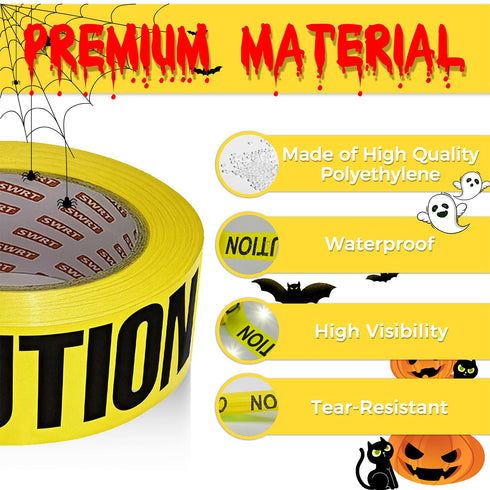1 3 Inch 1000FT SWRT Roll Premium Yellow Caution Tape, x Bright Hazard Tape with Bold Black Text for Danger