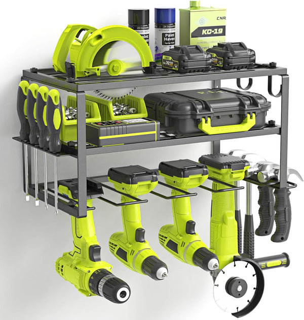 SUNALLY Power Tool Organizer, Heavy Duty Iron, 3 Layers Storage Rack with