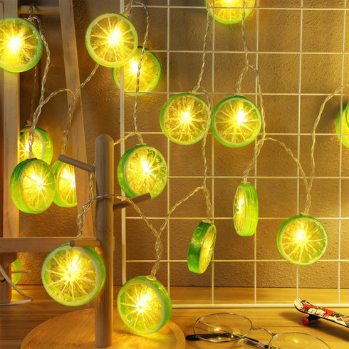 Vibrant Lime Slice LED String Lights for Outdoor Decor