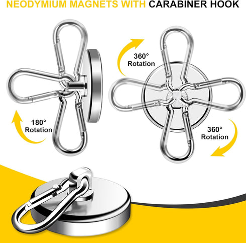 DIYMAG 200LBS Heavy Duty Magnetic Hooks - Strong Neodymium Hooks for Home, Office, Refrigerator, 4 Pack