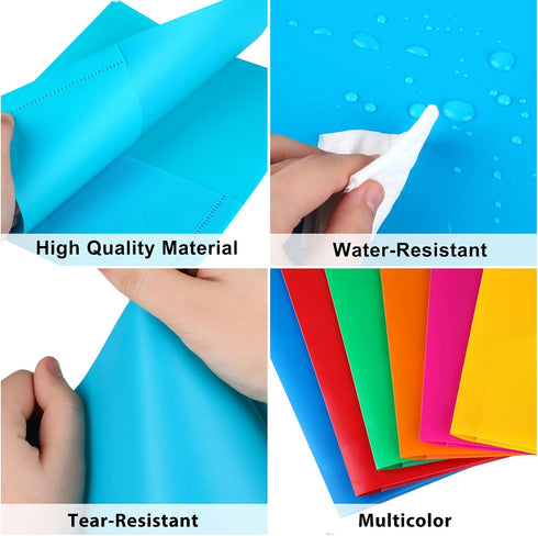 Plastic Folders with Pockets, 6 Color Heavy Duty Two Pocket Folder, Business Card Holder for Office High School