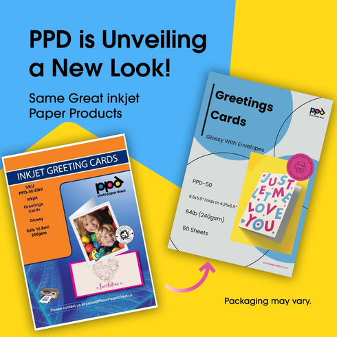 5.5x8.5 4.25 5.5 (50 PPD Greeting Card Paper, Printable Greeting Cards With Envelopes for Inkjet Printer, Blank Half