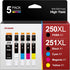 MX922 Ink Cartridges PGI-250XL CLI-251XL Replacement for Canon 250 and 251, Compatible with PIXMA IX6820 MX920 (5 Pack)