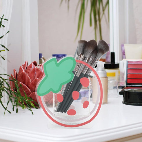 Strawberry Shaped Pen Holder - Cartoon Acrylic Pencil Cups for Office Desk Accessories, Pink