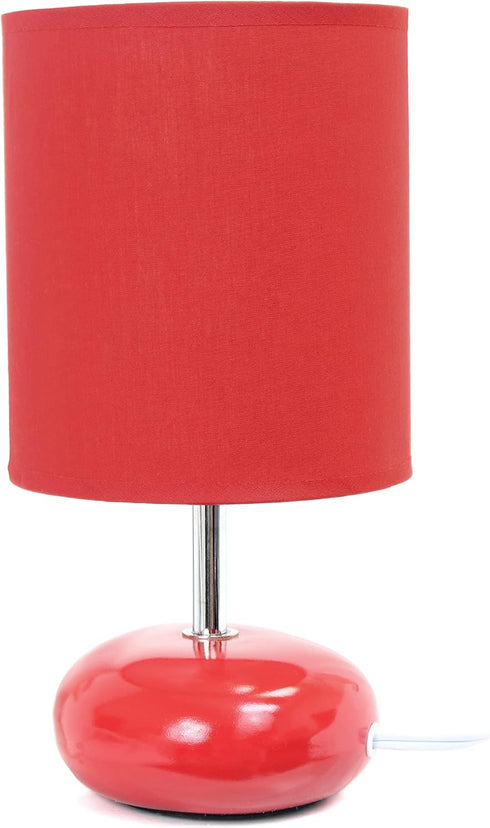 LT2005-RED-2PK 2 Pack Set, Simple Designs Stonies Small Stone Look Table Desk Bedside Lamp Red