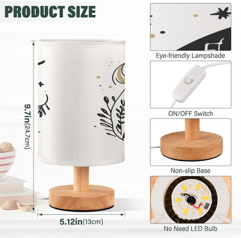 ALAZA Bedside Table Lamp for Bedroom Snake Leaves Nightstand LED Light Lamps with USB Port Linen Fabric Shade Table