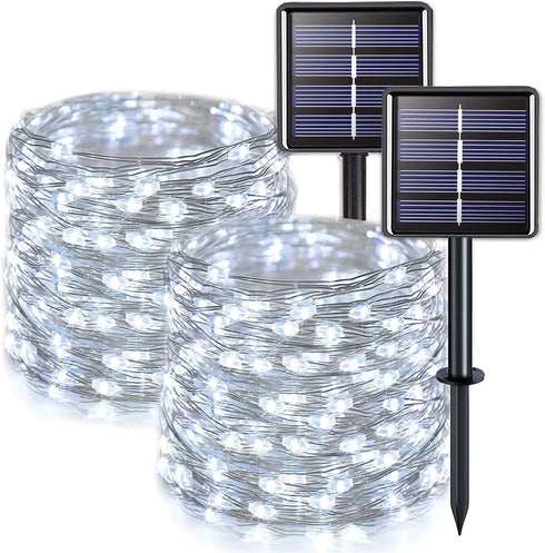 JMEXSUSS 2 Pack Solar String Lights Outdoor Waterproof, Each 33FT 100 LED