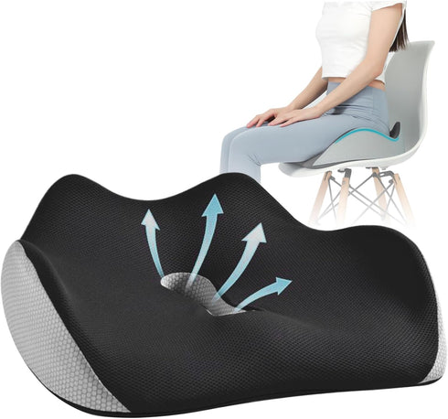 Meyrwoy Seat Cushion Cover Memory Foam with Hole Office Chair Cushion Pressure Relief Orthopedic Seat Cushion Washable