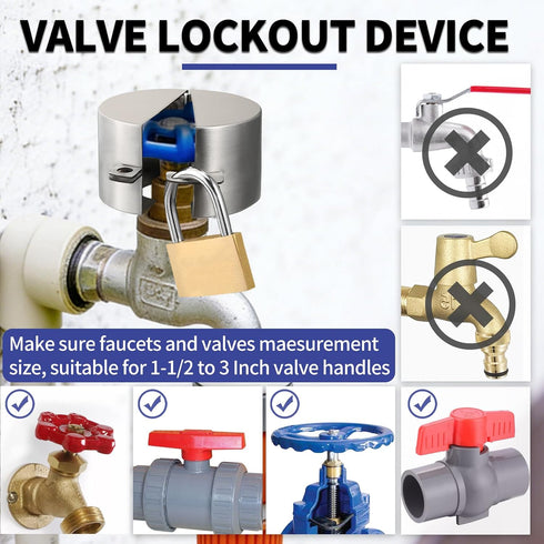 2 Pack 1-1/2 3 Inch Outdoor Faucet Lock, Water Hose Bib Spigot Locks Stainless Steel Cover & Brass Padlock Kits
