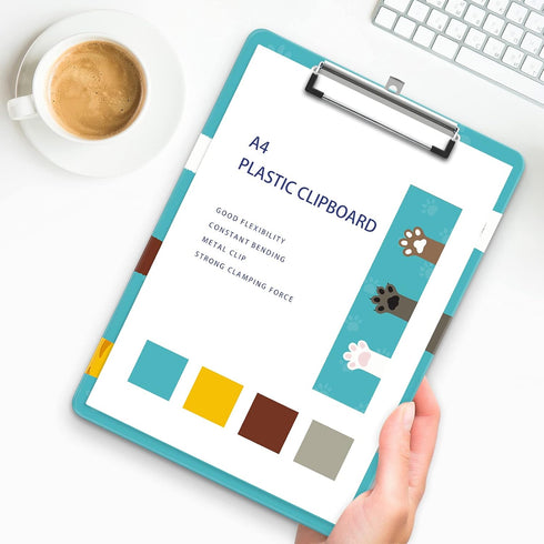 Plastic A4 Clipboards - Cute Standard Letter Size Clipboard for Teacher, Kids, Lightweight Decorative Clip Boards for