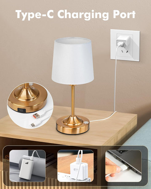 5000mAh 3-Level Dimmable KEILAIMO Cordless Table Lamp, Rechargeable Table Lamp with Brightness, Portable Nightstand LED