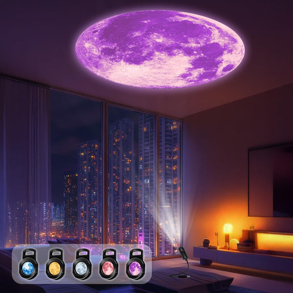 DZMaoDHeng Moon-Patterned Projection Light, with 5 Color Moon Options, Perfect for Creating a