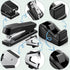 Black Desk Accessory Kit, Includes Desktop Stapler, Stapler Remover, Hole Punch, Tape Dispenser, Scissors (7 Pcs)