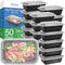 50 Pack (100-Piece) 24 oz Reusable Meal Prep Containers with Lids, Sturdy Leakproof & Food Safe, Microwave, Freezer,