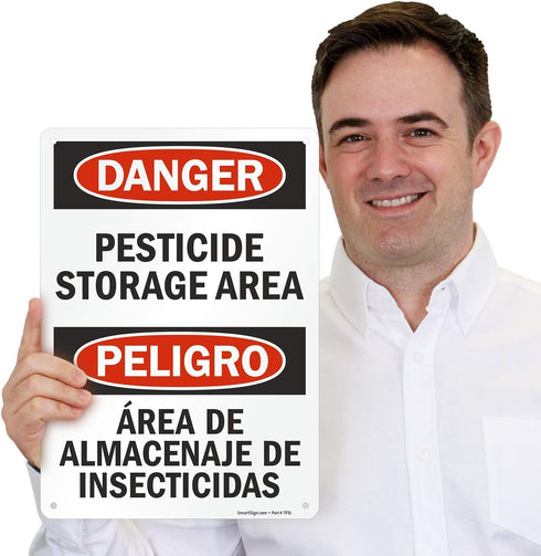 SmartSign "Danger - Pesticide Storage Area" Bilingual Sign | 10" x 14" Plastic