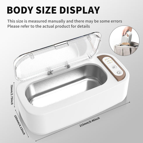 Ultrasonic Jewelry Cleaner, 48KHz Professional Chargeable Ultrasonic Cleaner with Digital Timer for Eyeglasses, Watch,