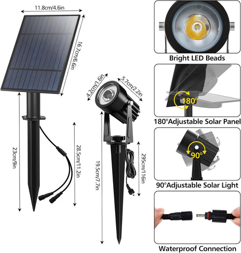 2-in-1 T-SUN Green Solar Spotlights, Outdoor Waterproof Solar Landscape Spotlights for Garden, Yard, Halloween