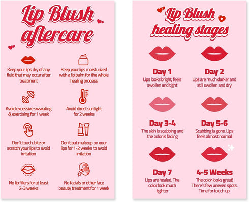 Generic Lip Blush Aftercare Cards 100 Pack 2x3.5 Inch Business Card Size, Lip