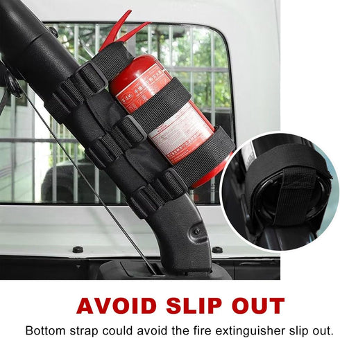Ohleats Roll Bar Fire Extinguisher Holder, Adjustable Fire Extinguisher Mount Strap with American Flag Pattern, Car