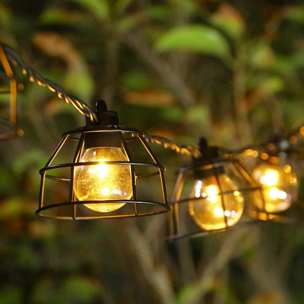 Vigdur Vintage Cafe Lights - 10 Clear G40 Bulbs with Metal Shades,