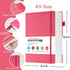 Lined Journal Notebook for Women/Men Writing Work, 320 Pages Hardcover Pink Leather Daily Diary Journals Note book College Ruled for Note Taking, A5 (5.7'' X 8.4'')