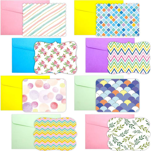 Fancy Land 40 Single Panel Blank Cards with Envelopes, Bright Pattern Watercolor Colorful Greeting Note Cards
