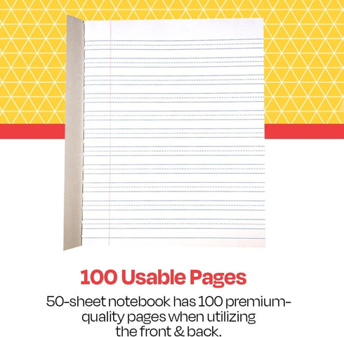 School Smart Skip-A-Line Composition Books, Grade 3, 50 Sheets, Red