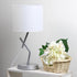 LT1172-SLV 17.13" Simple Designs Metal and Modern Abstract Table Lamp with Drum Fabric Shade, Bedroom, Office, Living