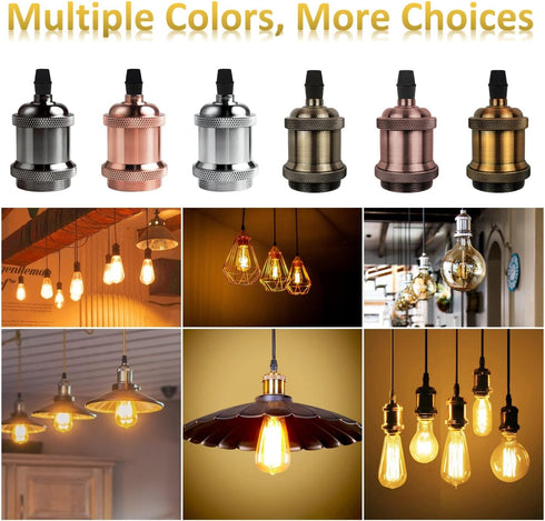 E26 600 6 Packs (6 DiCUNO Edison Vintage Lamp Socket, Pendant Lamp Holder, Light Sockets Replacement, Antique Look