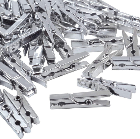 Mini Clothespins, 100 Pieces Plastic Utility Paper Clip, Silver Color, 3.5 x 0.5cm x 0.7cm, Craft Clips, Photo Peg Pin