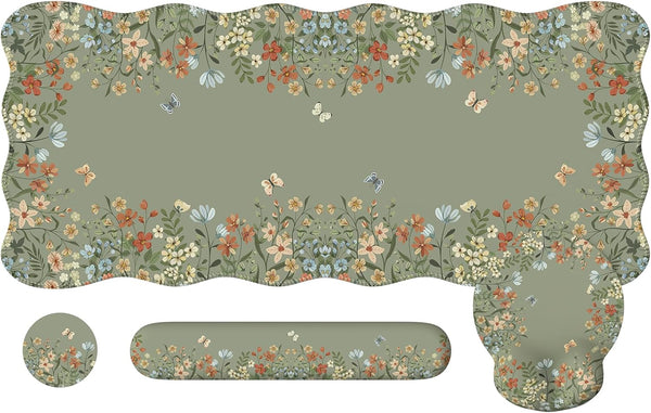iLeadon Desk Mat Set, Desk Mat with Wrist Support Stitched Edges, Large Mouse