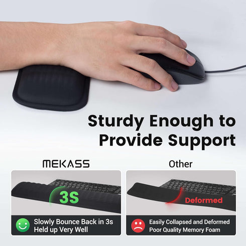 MEKASS Ergonomic Mouse Wrist Rest, Premium Memory Foam Support for Pain Relief, Classic Black
