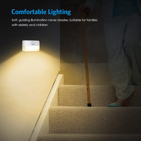AMIR 2 Pack 40 3000K, Closet Mini Motion Sensor Stair Light for Indoor, Battery-Powered LED Night Light, Lumen Cordless