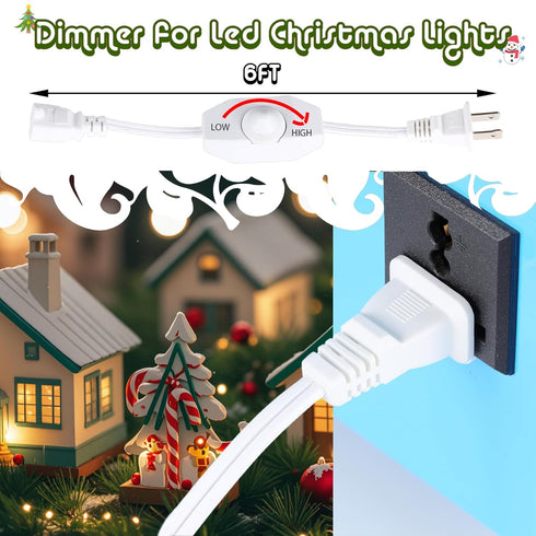 Leymays Dimmer 6FT 120V 100W Dimmable Dimming Pack 1 Light Switch, Rotary Control for - Outdoor String Lights Lights