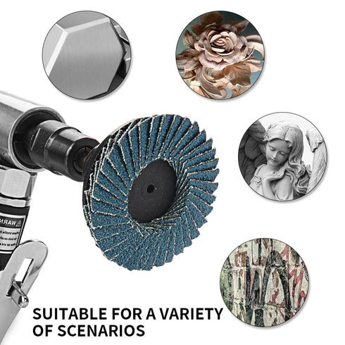 20Pcs 2 inch Set 40 60 80 120 1/4" SI FANG Zirconia Mini Flap Disc Quick Change Sanding Discs Mix Include Grit