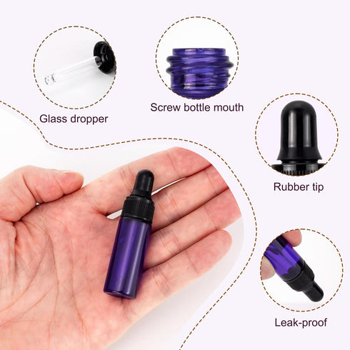Kesell 5ml Small Dropper Bottles, Empty Essential Oil Glass Vials with Glass Eye Dropper (Pack of 20)