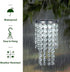 LEWIS&WAYNE 21 Hanging Solar Crystal Chandelier Outdoor, Modern Solar Transparent Acrylic Beaded Lantern with Cool
