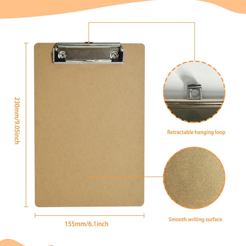 HappyHapi 15 Pack Mini Clipboards, 6 x 9 Inches A5 Small Clipboards for Home, Office, School Classroom Supplies