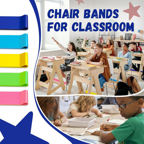WNSIRVY 5 Pack Chair Bands for Kids with Fidgety Feet, ADHD Tools for Kids, Improve Focus & Reduce Restlessness, Chair