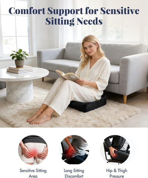 Memory Foam Donut Pillow for Coccyx Sitting Comfort,Large Supportive Seat Cushion with Center Cut-Out Design