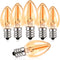 C7 LED Night Light Bulbs, 0.5W E12 Base, Warm White 2200K, Mini Bulbs for Chandelier, Nightlight, 6-Pack