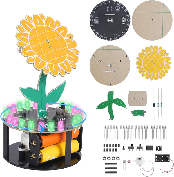 Sunflower Soldering Project, ICSTATION Light Chasing Sunflower Soldering Practice Kit with RGB